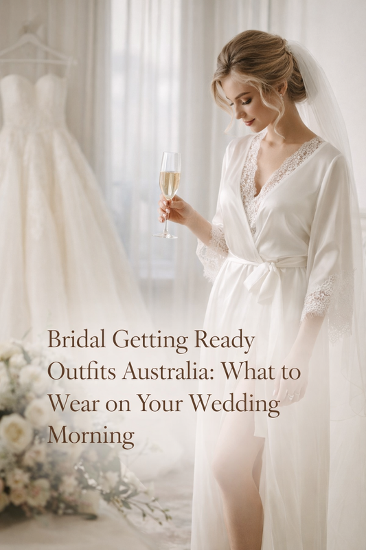 Bride wearing a luxury white robe holding champagne on her wedding morning, showcasing elegant bridal getting ready outfit in Australia