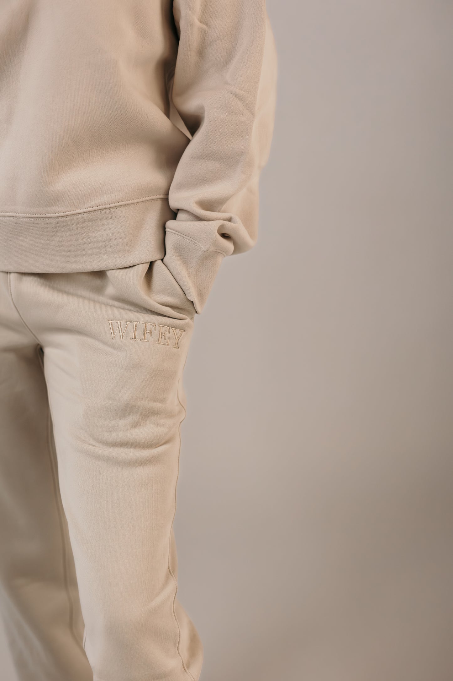 Bridal track pants side view relaxed fit bone colour loungewear
