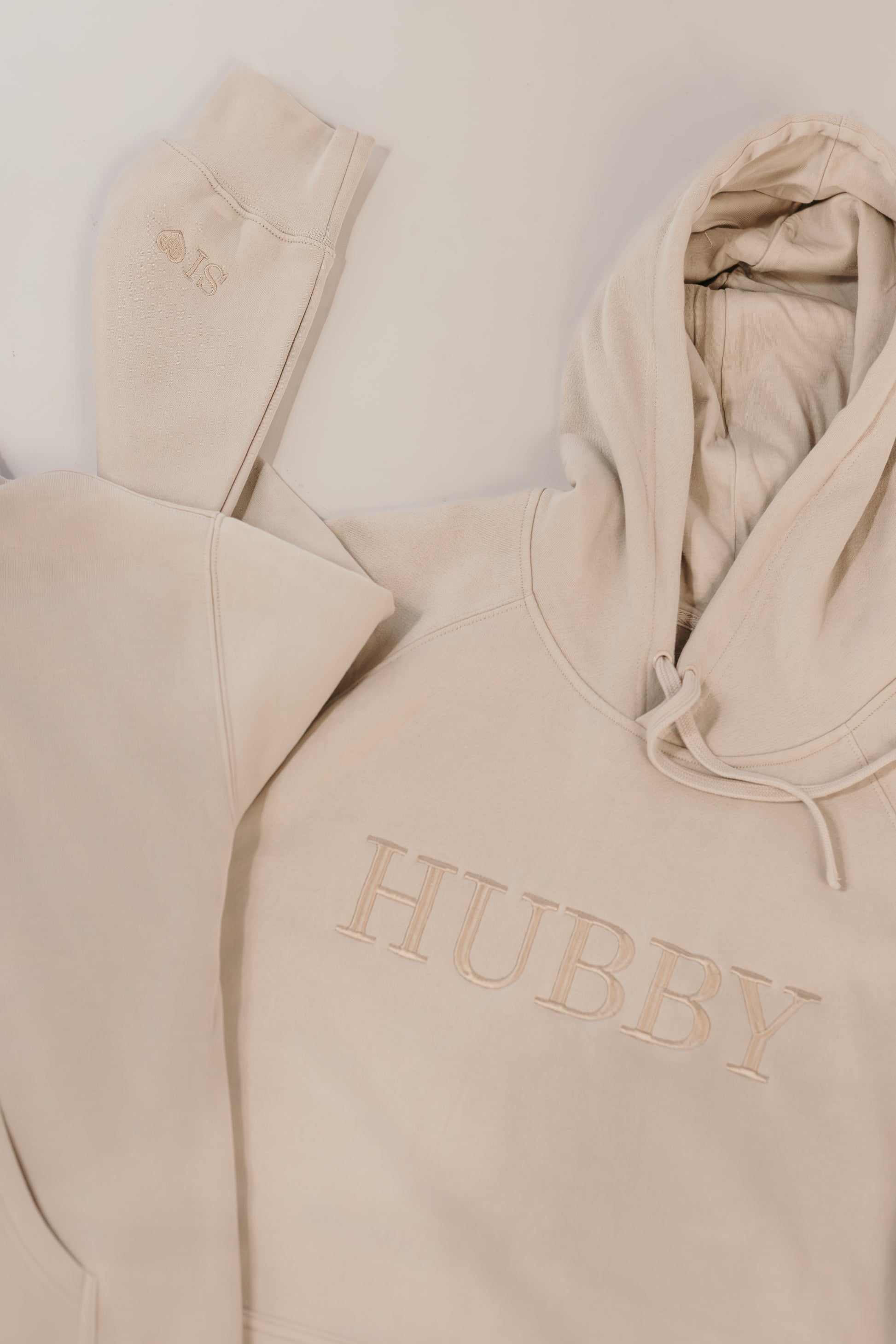 Hubby hoodie premium fleece bone colour relaxed fit loungewear