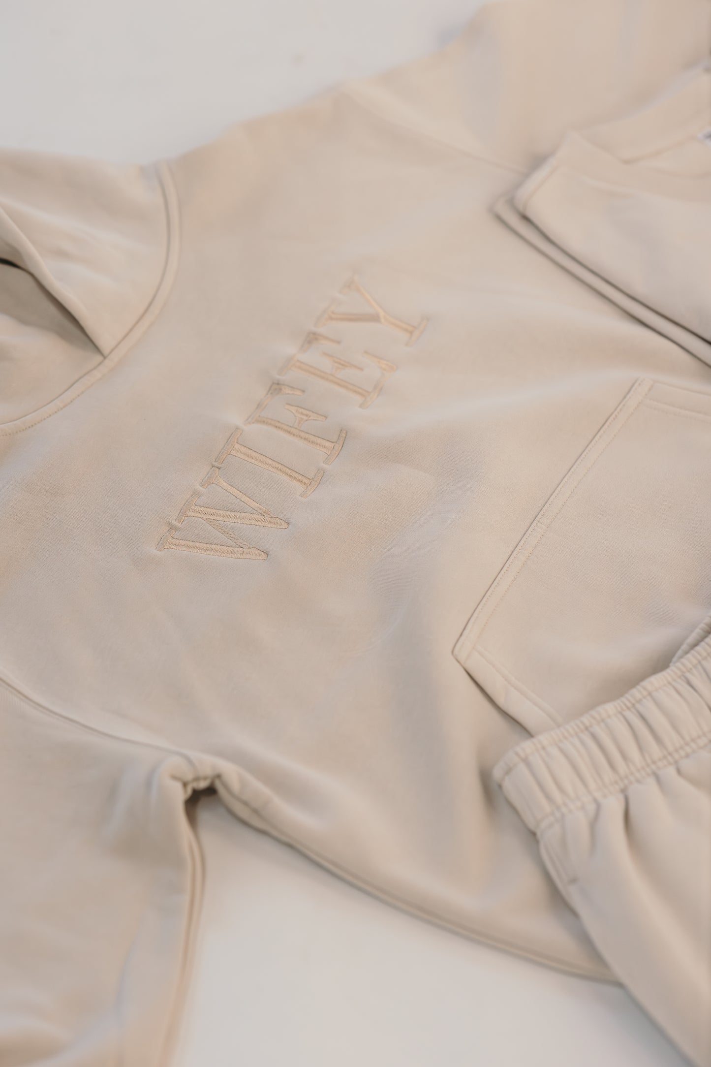 Bone bridal hoodie front view relaxed fit womens loungewear