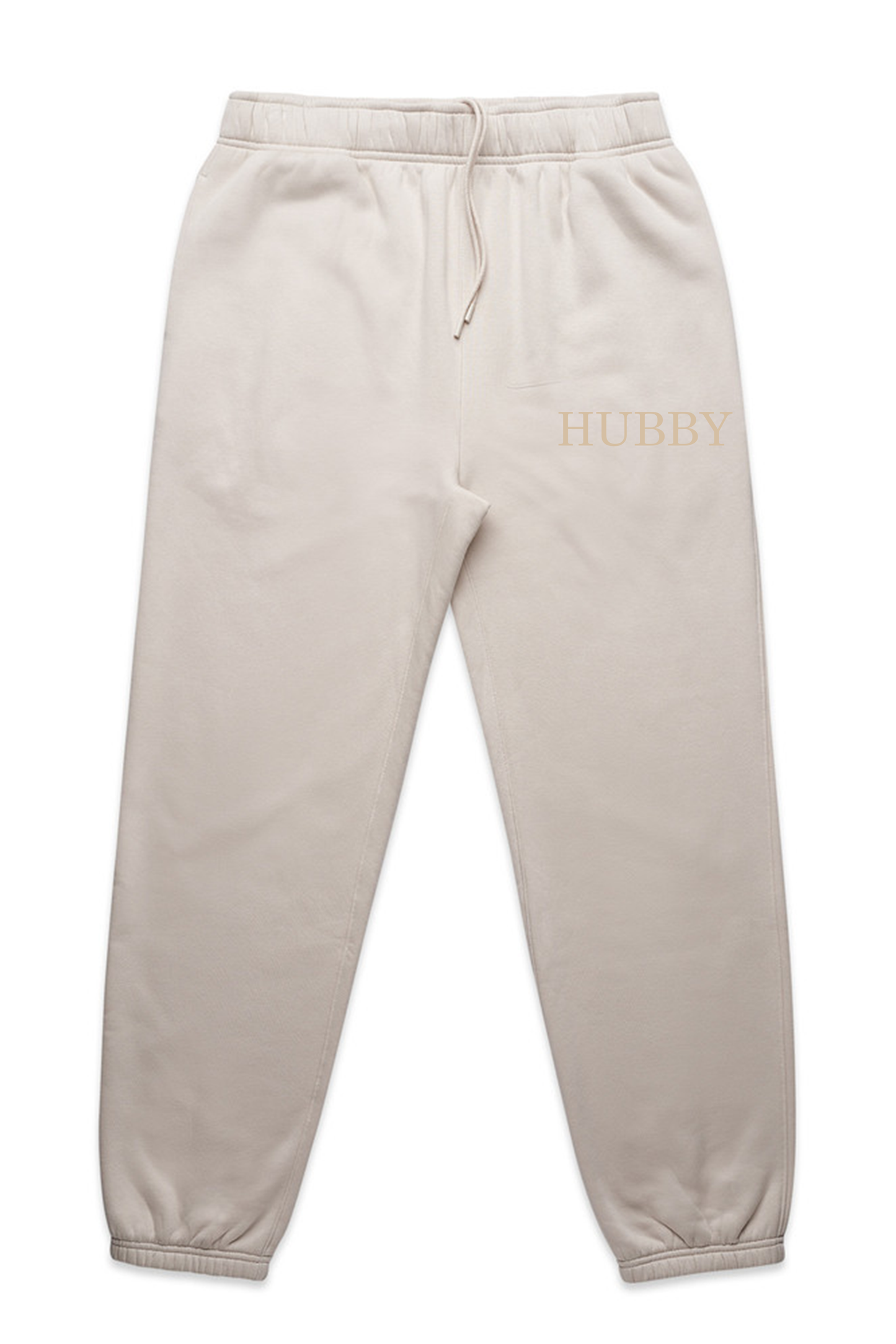 Hubby track pants bone colour champagne embroidery premium loungewear Missosca Australia