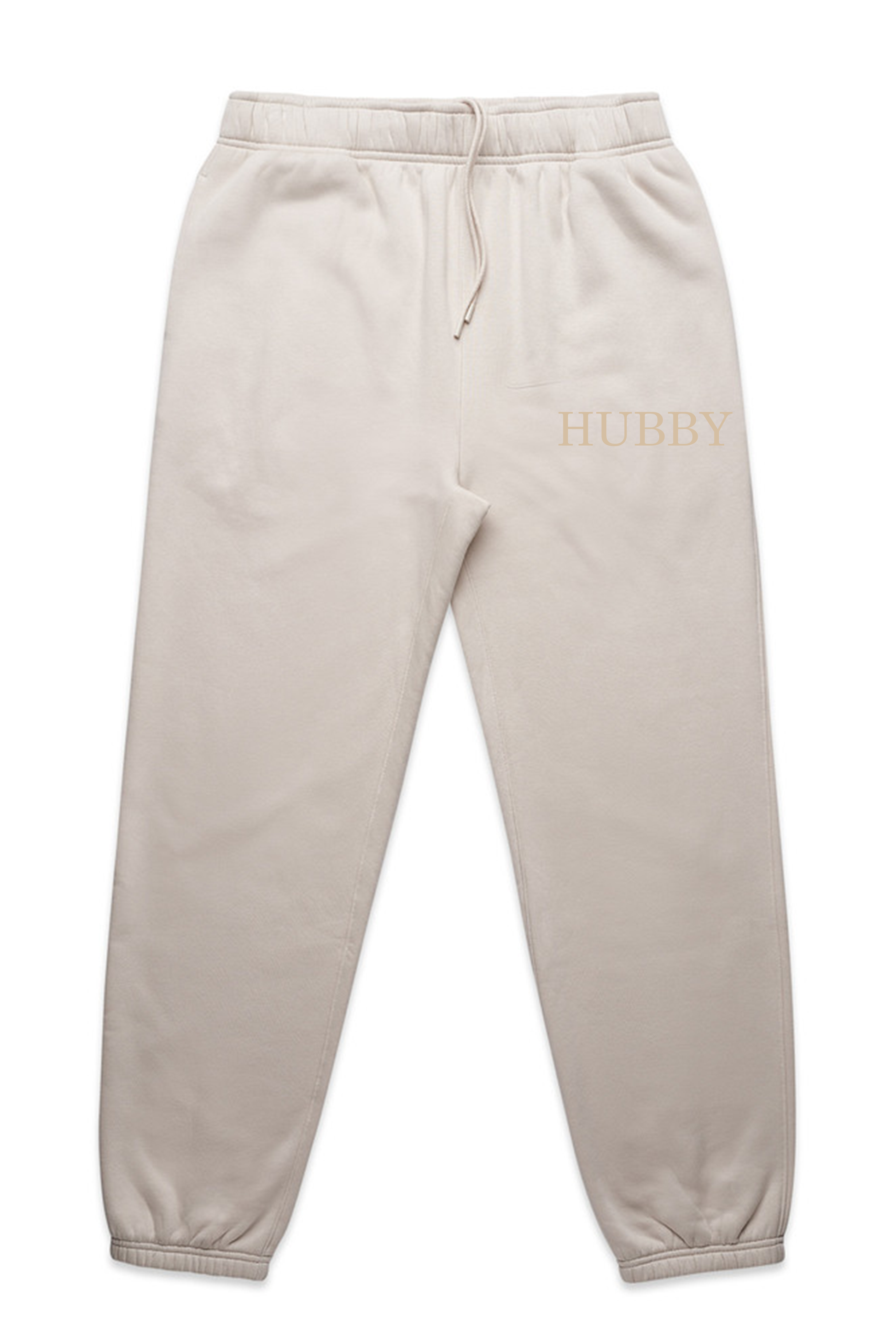 Hubby track pants bone colour champagne embroidery premium loungewear Missosca Australia