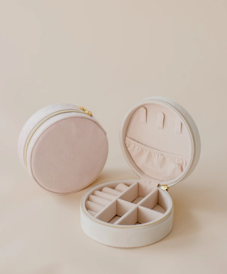 Velvet round jewellery box set giftable travel ring organiser luxury finish