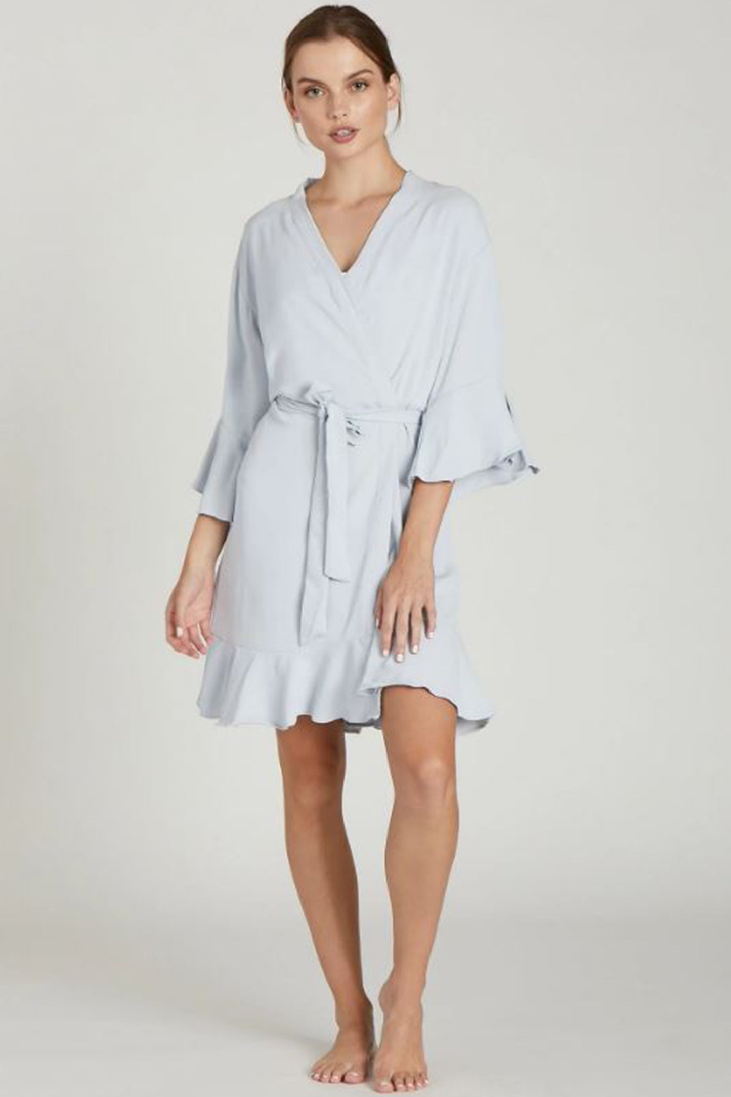 Full length Charlotte bridal robe with adjustable waist tie and soft drape