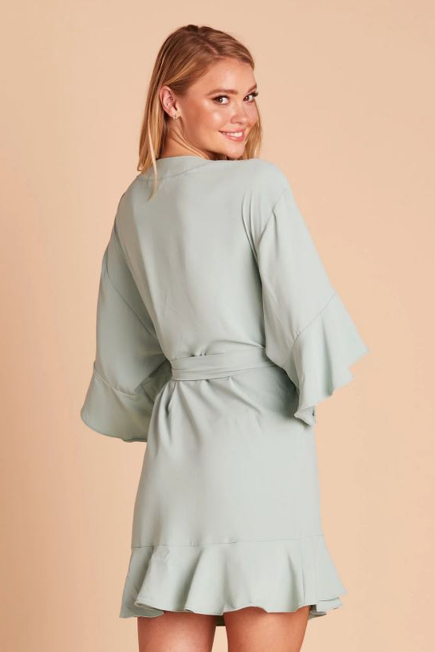 Charlotte chiffon bridesmaid robe in soft sage green